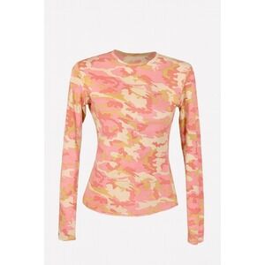 Pepper Skins Pink Camo Long Sleeve Top‎ Women's Small Stretch Y2K 90s Streetwear